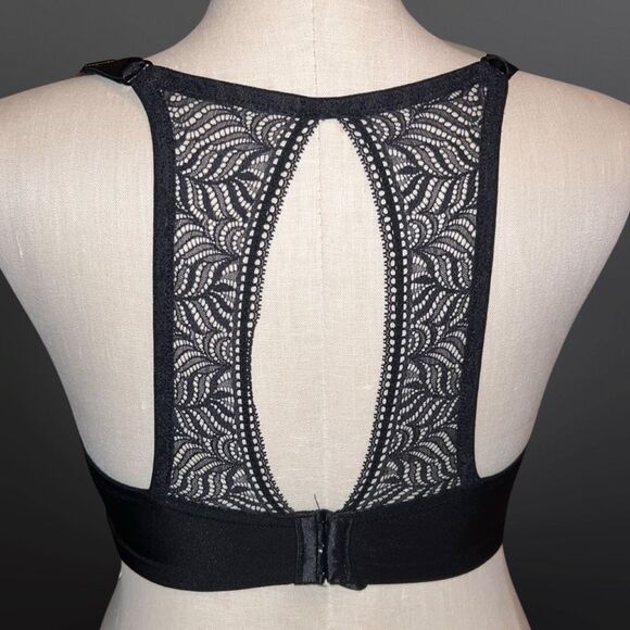 Full Figure Paramour Carolina Racerback Contour T Shirt Black Lace Bra 38DDD - Picture 5 of 5